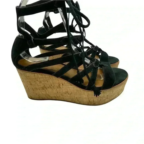 Lace up platform espadrille Frye heather cork platform suede  gladiator - Picture 1 of 8